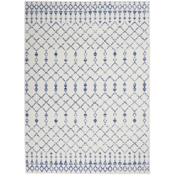 Palacedesigns 5 x 7 ft. Ivory & Blue Berber Pattern Area Rug PA3670103 - main